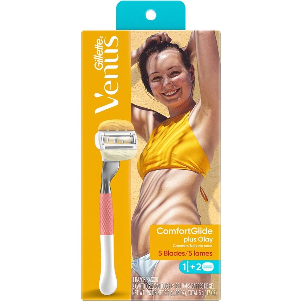 Gillette Venus ComfortGlide + Olay Coconut  Razor Handle + 2 Refill
